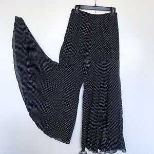 Jill Stuart | Black & white 100% silk polka dot flare high waist bell pants Sz 8